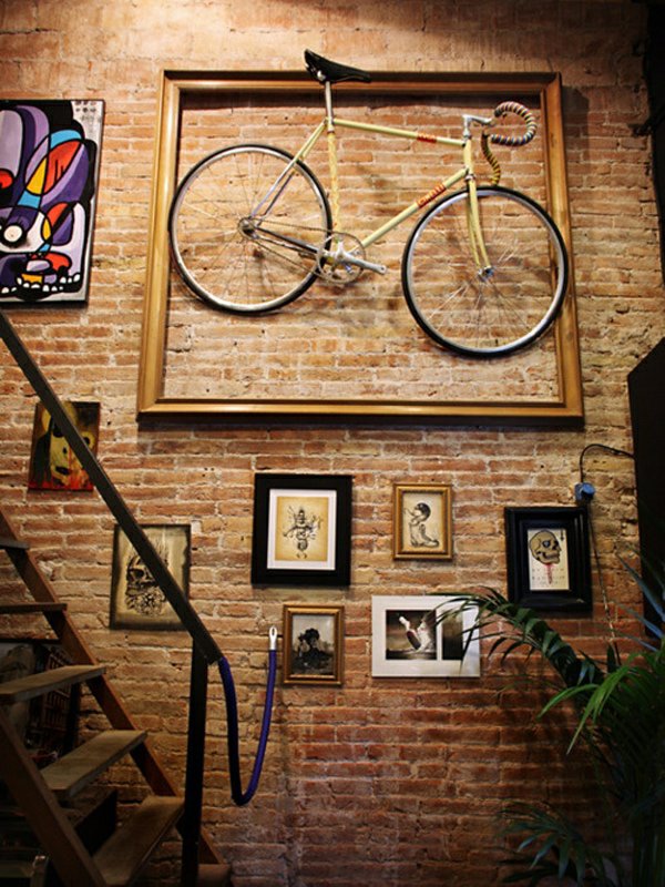 While there are highly decorative things you can do with your unused bikes, riding them may be even more fulfilling (picture taken from http://freshideen.com/dekoration/wanddekoration-deko-ideen/wande-streichen-wanddekoration.html)