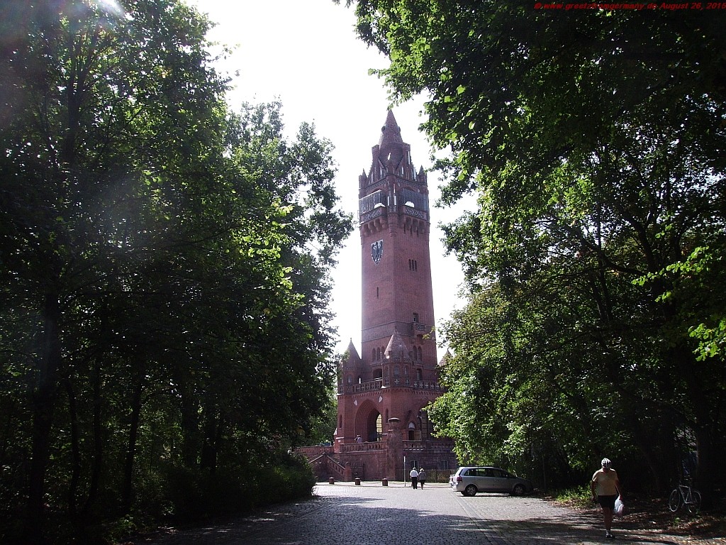 Grunewaldturm, erected in honor of Kaiser Wilhelm I., for his 100th bday in 1887 - lush oaks had to fall, alas